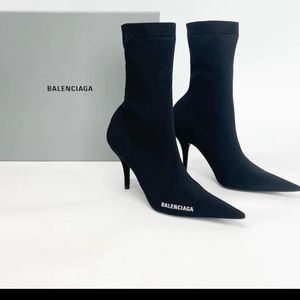 Balenciaga Logo black knit ankle boots